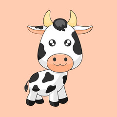 Obraz premium vector cute cow illustration cartoon draw
