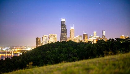 Fototapeta premium City skyline glows at dusk
