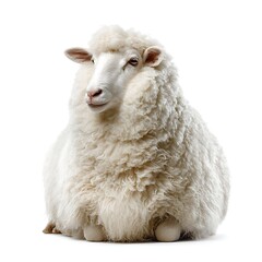 Fototapeta premium A fluffy sheep resting on the ground, perfect for farm-themed content or animal education