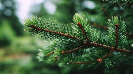 Closeup pine tree branch