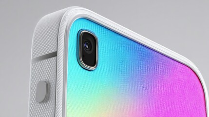 White smartphone with iridescent back