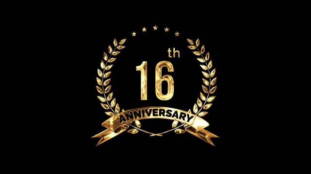 16th Anniversary Celebration. Golden 16 Year Anniversary Animation