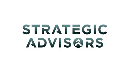 Strategic Advisors logo: teal gradient text on white background.