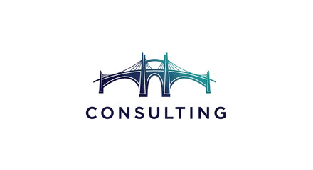 A stylized bridge logo with the word "CONSULTING" displayed below it.