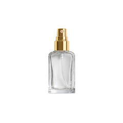 Empty Glass Perfume Bottle with Gold Cap, Mockup for Fragrance Design