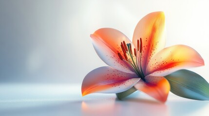 Fototapeta premium Beautiful Orange Lily on Light Background. Possible use Floral Design, Nature, Beauty