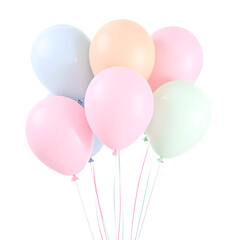 Set of 3D balloons in pastel colors round shape PNG