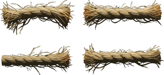 Four textured rope segments for creative graphic design applications