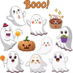 Naklejka premium Festive halloween illustration with spooky and playful elements