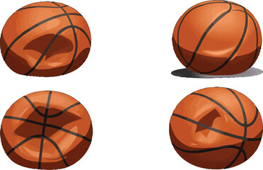Obraz premium Dynamic Basketball Vector Art Featuring Multiple Perspectives and Rendering
