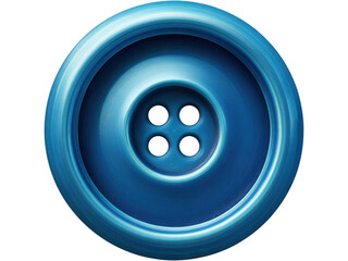 Fototapeta premium Metallic blue circular sewing fastener with four holes image, Isolated, Png Transparent Background