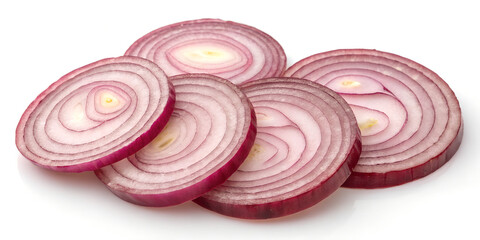 Collection of Red Onion Slices Isolated on White – Fresh Vegetable Photography