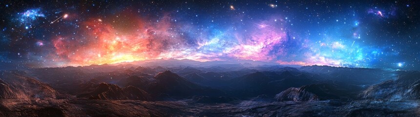 An expansive view showcasing the beauty of a nebula in outer space.