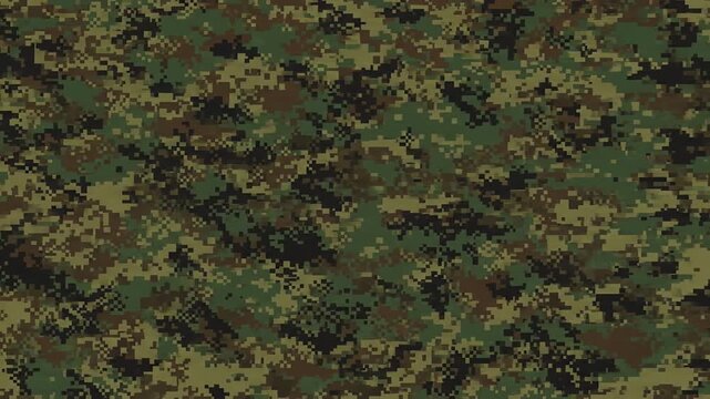 Closeup of Digital Camouflage Pattern with Pixelated Military Design