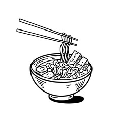 Asian ramen noodle illustration