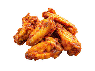 Crispy golden chicken wings coated in spicy red sauce buffalo, Isolated, Png Transparent Background