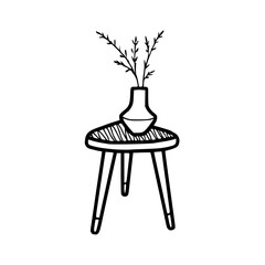 simple Scandinavian style side table and vase