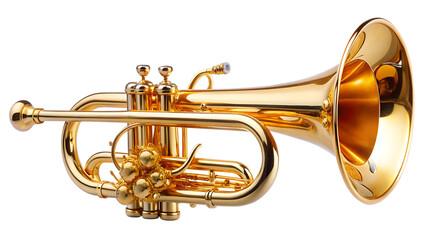 Fototapeta premium high quality stock photo of a golden trumpet isolated on white background PNG , AI GENERATED