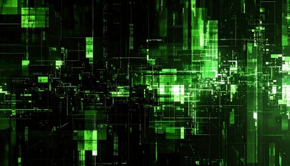 Fototapeta premium Emerald City Glitchscape