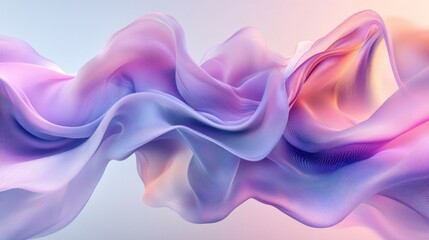 Obraz premium A smooth, flowing abstract scene with curved lines and gradients in shades of purple, pink, and blue, creating a serene and elegant effect