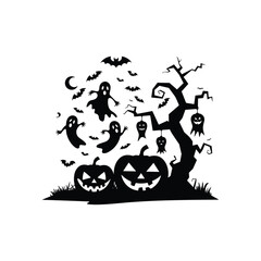 Spooky halloween pumpkin with a friendly face