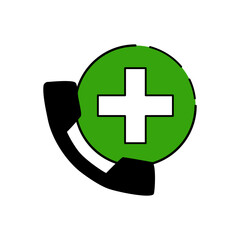 Emergency call icon on white background.