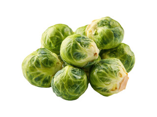Fototapeta premium Fresh green brussels sprouts pile isolated on black vegetable, Isolated, Png Transparent Background