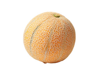 Ripe orange cantaloupe with netted skin on black background melon fruit, Isolated, Png Transparent Background