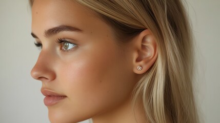 Naklejka premium Minimalist cartilage stud with engraved patterns