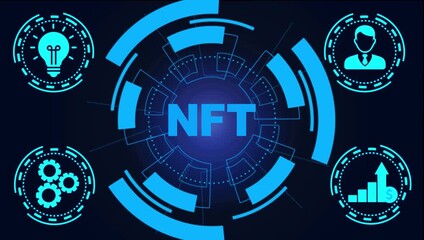 NFT Non-fungible token digital crypto on virtual screen. - Powered by Adobe