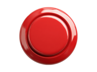Shiny red circular button with raised edge and flat center glossy, Isolated, Png Transparent Background