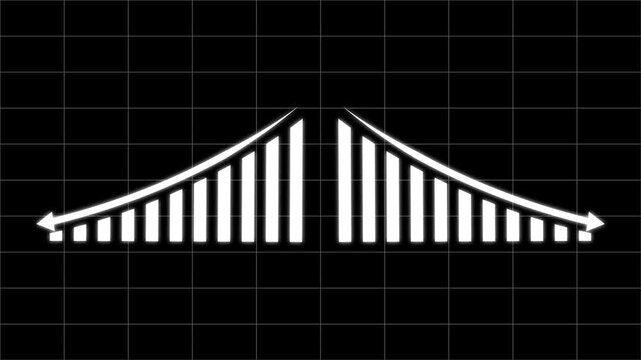 Animation down business graph icon. .business or finance loss concept icon diagrams showing a steady increase in profits, growing charts. Business digital