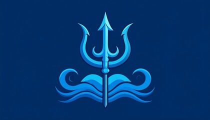 Triton's trident in deep blue waves