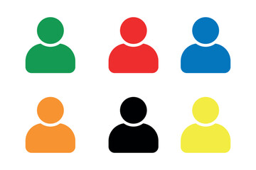 User profile and person icon set, in different colors for website design and social media avatars and interfaces