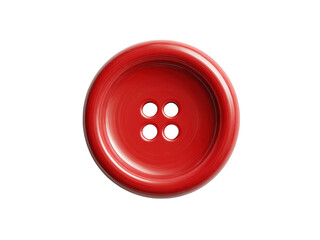 Fototapeta premium Shiny red circular fastener with four holes button, Isolated, Png Transparent Background
