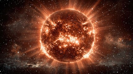 Obraz premium Fiery starburst in cosmic expanse