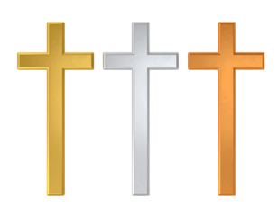 three crosses on a white background
