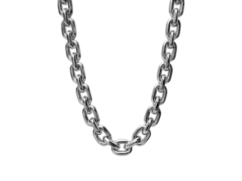 An isolated metal chain with strong links on a white background, Isolated, Png Transparent Background