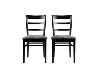 Fototapeta premium An elegant pair of two vintage wooden chairs with black and white upholstery