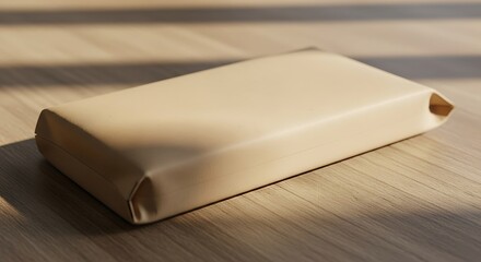 Craft box mockup with copy space for brand on beige background.
