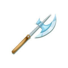 Medieval halberd fantasy battle axe vector illustration icon