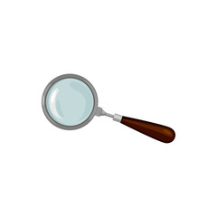 Classic magnifying glass with wooden handle for research and study