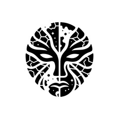 Naklejka premium tribal mask shaped by earth, with cracked texture lines