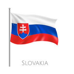 National flag of Slovakia waving on a flagpole illustration