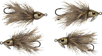 Obraz premium Four stylish streamer flies for fishing or fly-tying enthusiasts artwork