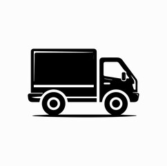 Fototapeta premium Delivery Truck Icon – Minimal Black Silhouette of Small Cargo Vehicle
