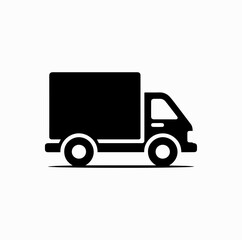 Delivery Truck Icon – Minimal Black Silhouette of Small Cargo Vehicle