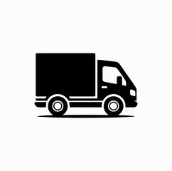 Delivery Truck Icon &ndash; Minimal Black Silhouette of Small Cargo Vehicle