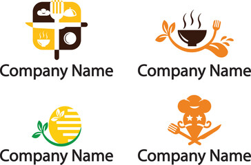 Food Restaurant Logo Set Kitchen Logo Design Fast Food Vector