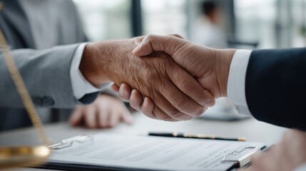 Obraz premium Business partnership agreement office meeting room document signing